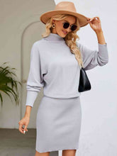 Load image into Gallery viewer, Turtle Neck Long Sleeve Ribbed Sweater Dress