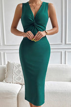 Load image into Gallery viewer, Twisted Deep V Sleeveless Midi Dress