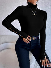 Load image into Gallery viewer, Cutout Turtleneck Rib-Knit Top