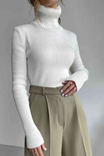 Load image into Gallery viewer, Ribbed Turtle Neck Long Sleeve Sweater