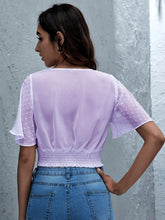 Load image into Gallery viewer, Swiss Dot Surplice Neck Cropped Top