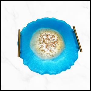 "Blue Raspberry" Large Round Serving Tray 13 inch