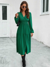 Load image into Gallery viewer, Surplice Neck Long Sleeve Midi Dress