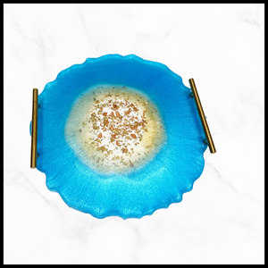 "Blue Raspberry" Large Round Serving Tray 13 inch