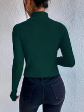 Load image into Gallery viewer, Cutout Turtleneck Rib-Knit Top