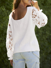 Load image into Gallery viewer, Ribbed Lace Trim Flounce Sleeve Knit Top