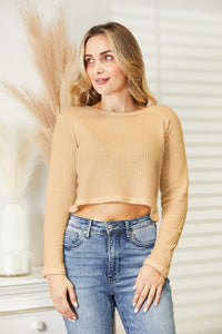 Full Size Long Sleeve Cropped Top