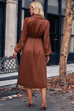Load image into Gallery viewer, Surplice Neck Puff Sleeve Midi Dress
