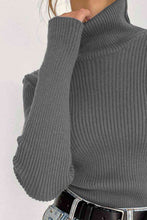 Load image into Gallery viewer, Ribbed Turtle Neck Long Sleeve Sweater