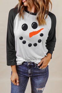 Snowman Graphic Raglan Sleeve T-Shirt