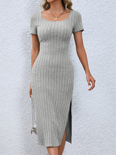Load image into Gallery viewer, Short Sleeve Slit Midi Dress