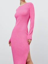 Load image into Gallery viewer, Round Neck Slit Sweater Dress
