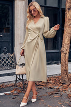 Load image into Gallery viewer, Surplice Neck Puff Sleeve Midi Dress