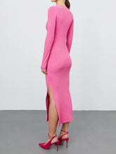 Load image into Gallery viewer, Round Neck Slit Sweater Dress
