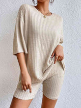 Load image into Gallery viewer, Ribbed Round Neck Top and Shorts Set