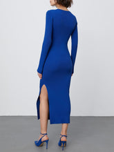 Load image into Gallery viewer, Round Neck Slit Sweater Dress